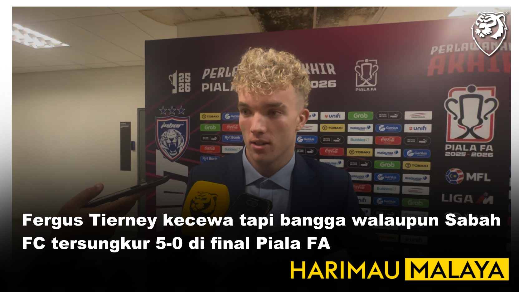 Fergus Tierney kecewa tapi bangga walaupun Sabah FC tersungkur 5-0 di final Piala FA